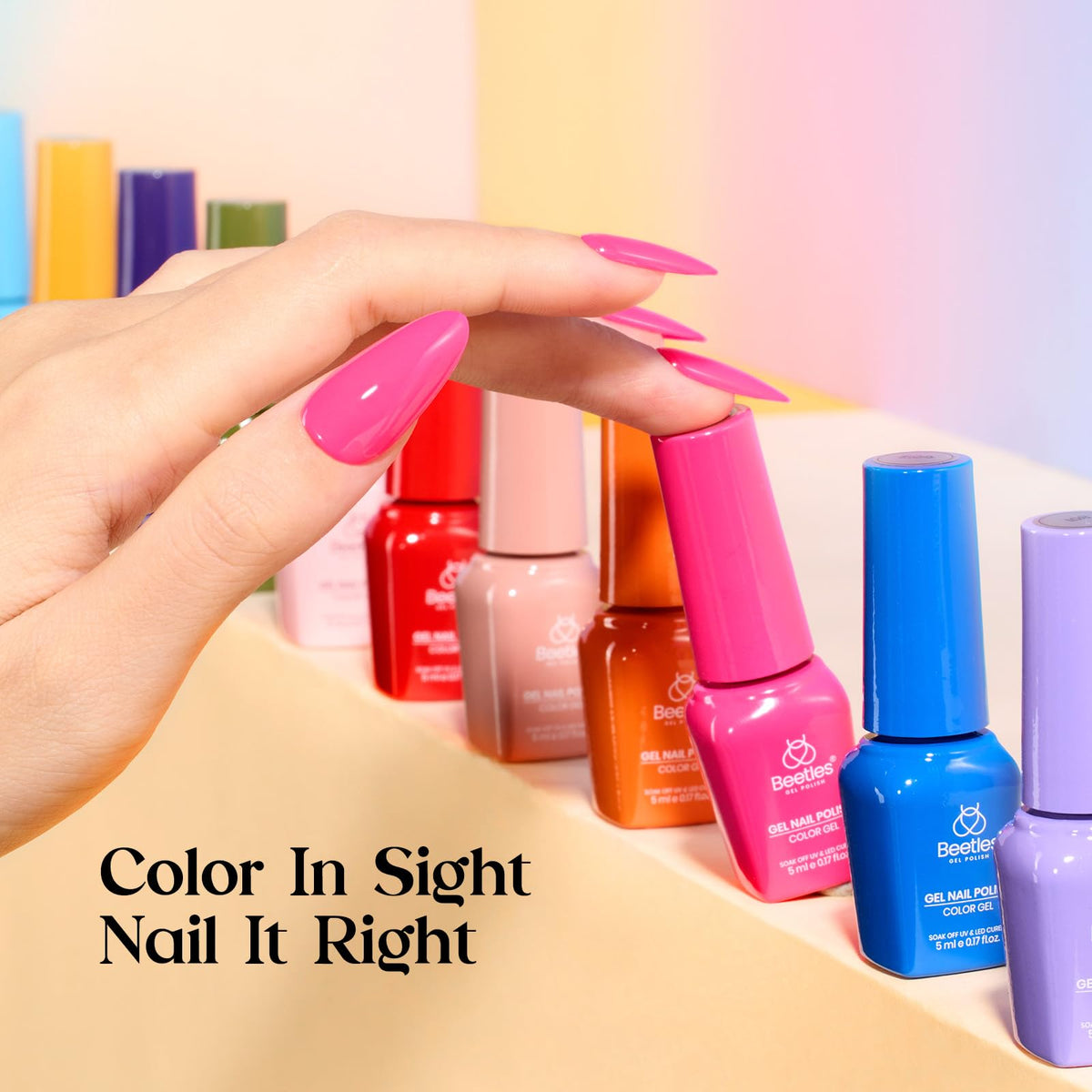Beetles Gel Nail Polish Set, 63 PCS 55 Colors Gel Polish Kit with Base Coat