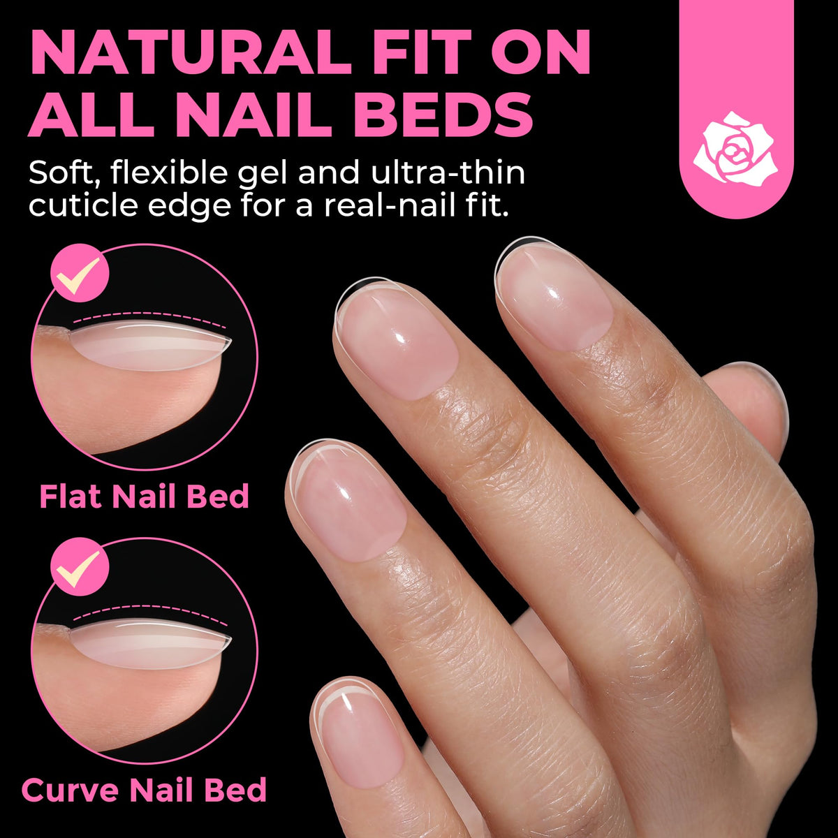 UNA GELLA Almond Gel Nail Tips 504PCS Pre-Etched Clear Fake Nails Tips