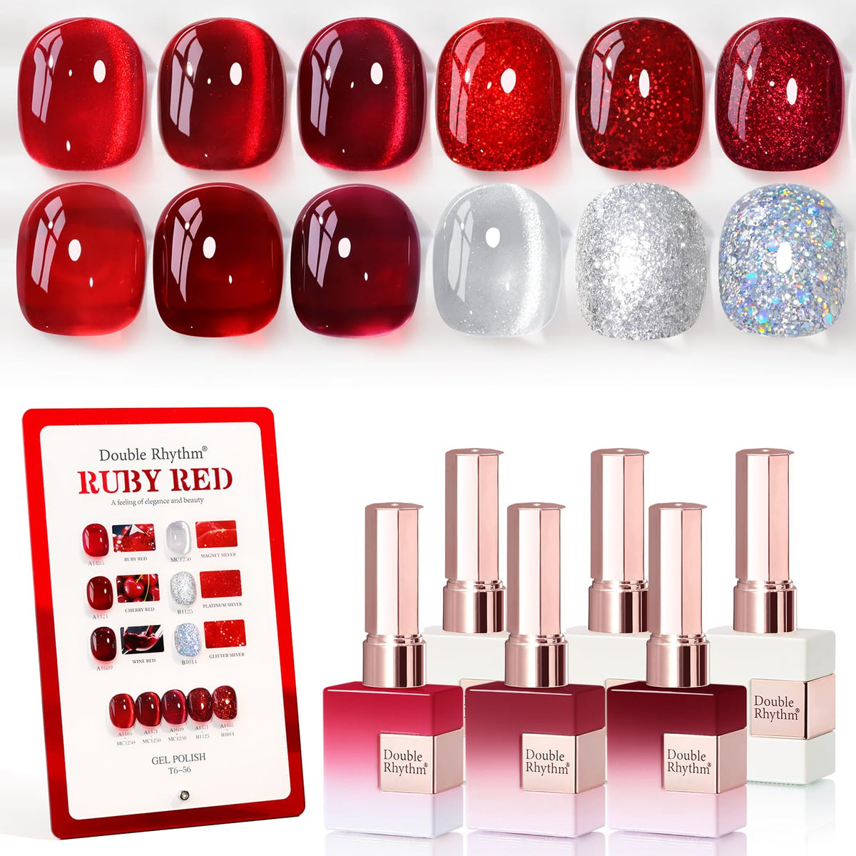 Double Rhythm 6 Pcs 15 ML Gel Polish Set Same Color Same Bottle Soak Off Gel Polish Kit Nail Art Manicure Salon DIY at Home for Women (Dark Light Brown Orange Maroon-T6-6)