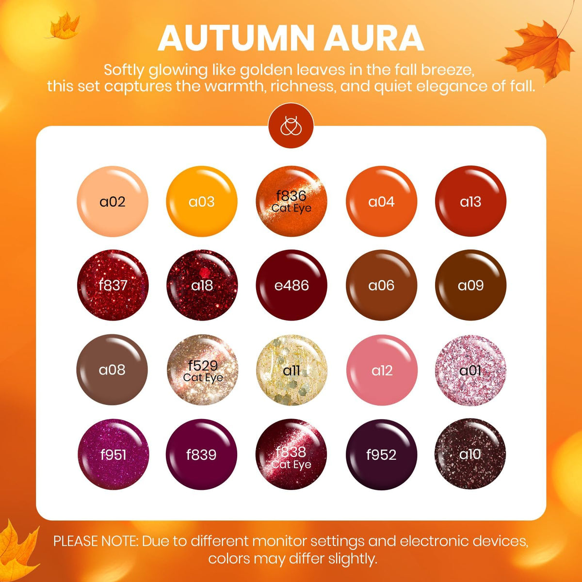 Beetles Fall Gel Polish Set, Fingertip Palette Collection, 32 Colors