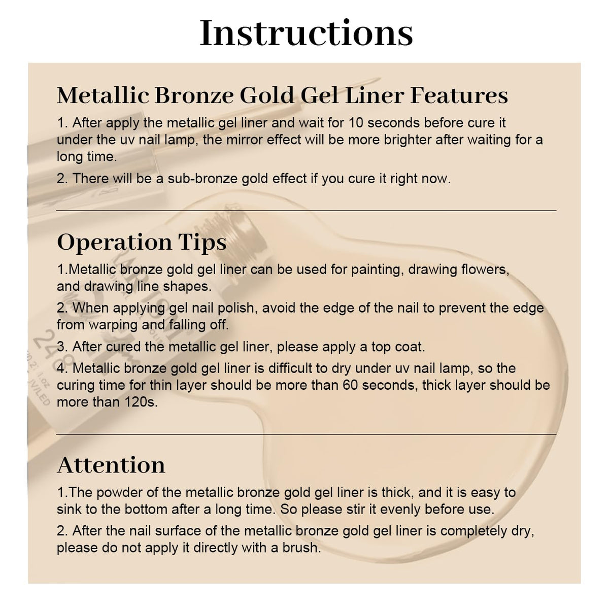 RARJSM Metallic Gel Liner Nail Art Silver Bronze Gold 2pcs Set Mirror Chrome 3D Effect Gel Nail Polish 8ml Build in Thin Brush Metal Painted Drawing Stripper Gelpolish Curing Requires for Home Salon