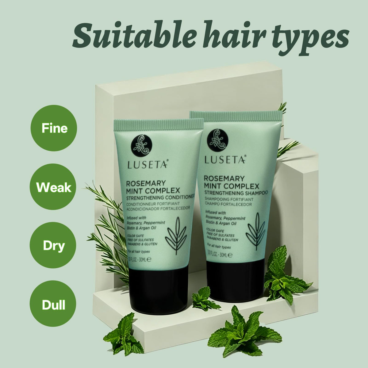 Luseta Rosemary Mint Shampoo and Conditioner Set for Hair Strengthening