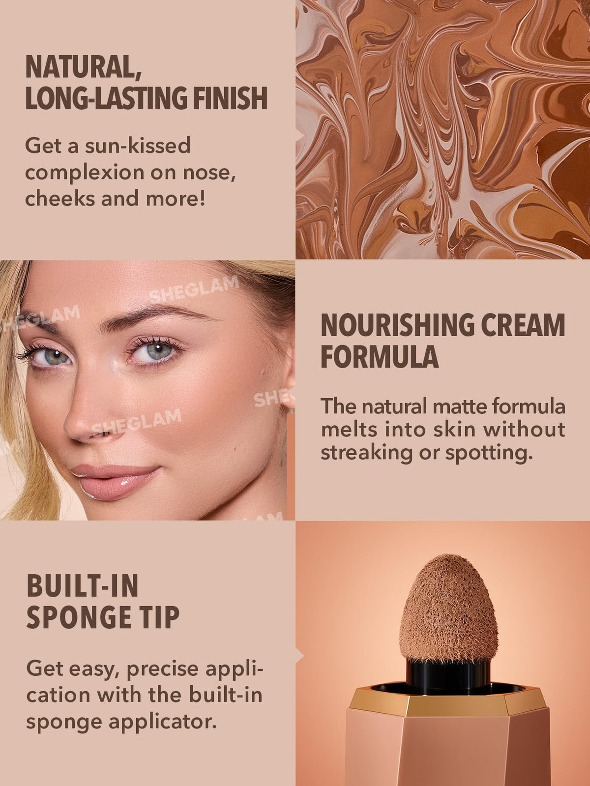 SHEGLAM Sun Sculpt Cool Toned Liquid Contour Stick Long Lasting Cream Bronzer Makeup - 01 Soft Tan