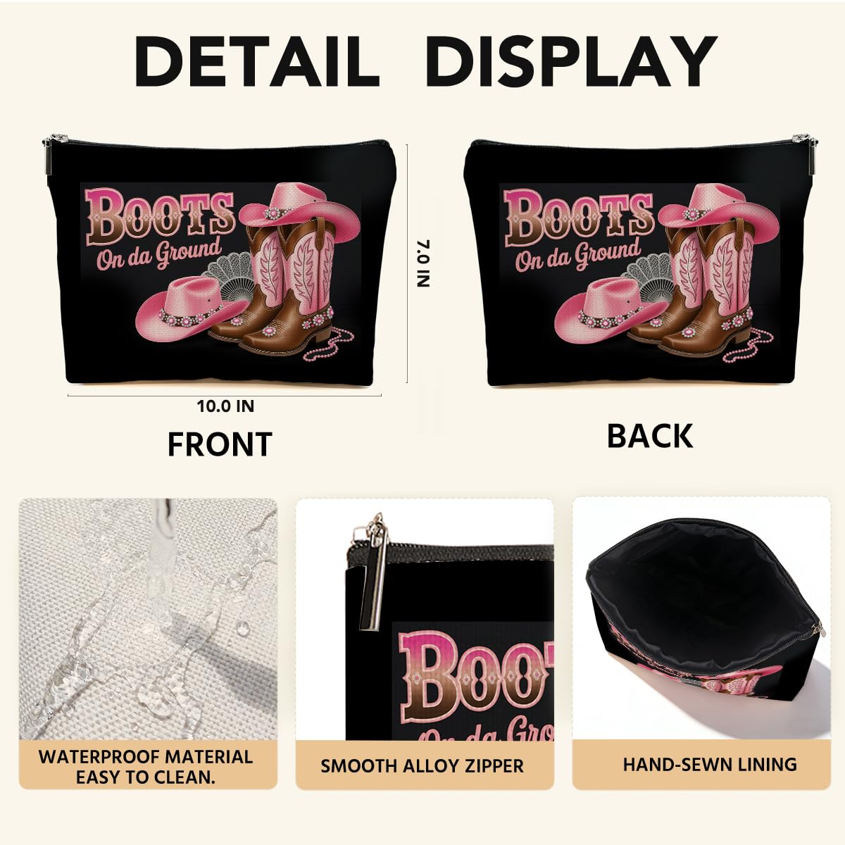 JIUWEIHU Goth Cat Makeup Bag, Funny Cat Cosmetic Bags Travel Organizer Bag