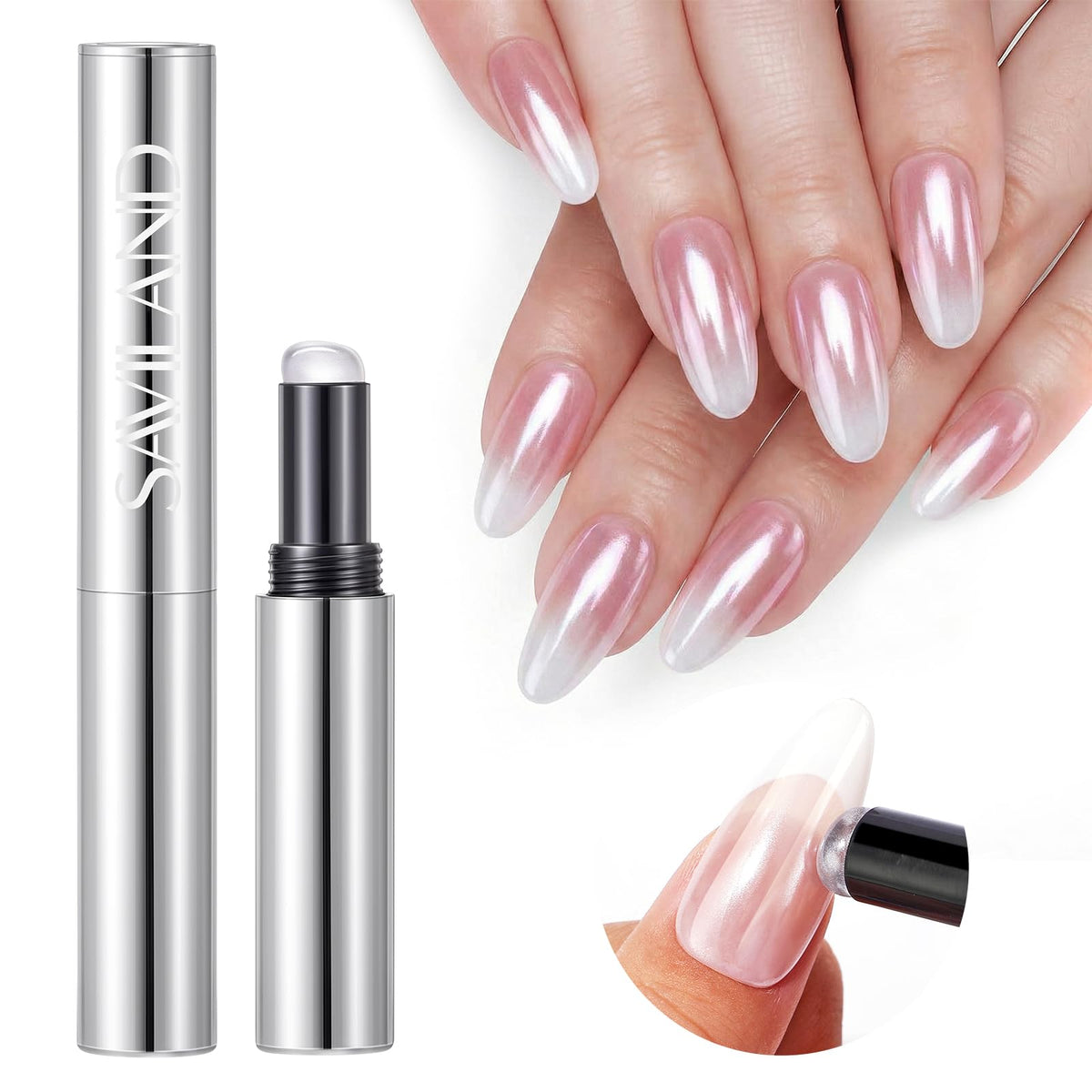 SAVILAND Air Cushion Chrome Nail Powder Pen for Beginners, Mermaid