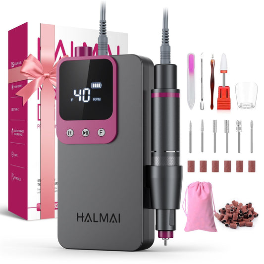 Electric Nail Drill Professional, Portable Nail File for Acrylic Gel Nails, Cordless Rechargeable Ultra Power Nail Drill Kit 40000RPM, Salon-Grade Efile Nail Machine (Dark Grey)