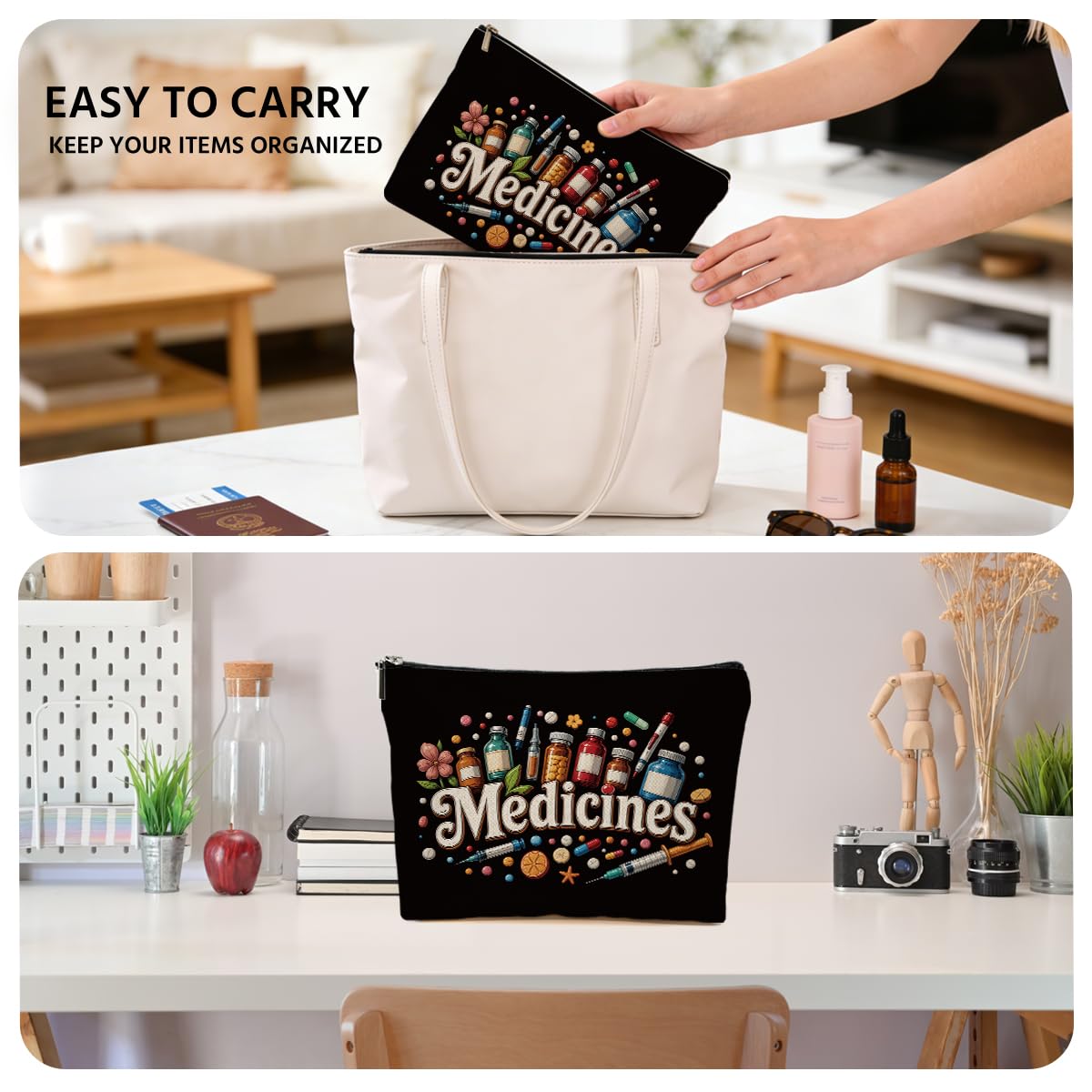 Funny Poisons Makeup Bag, Witchy Gifts Cosmetic Bag Travel Toiletry Bags