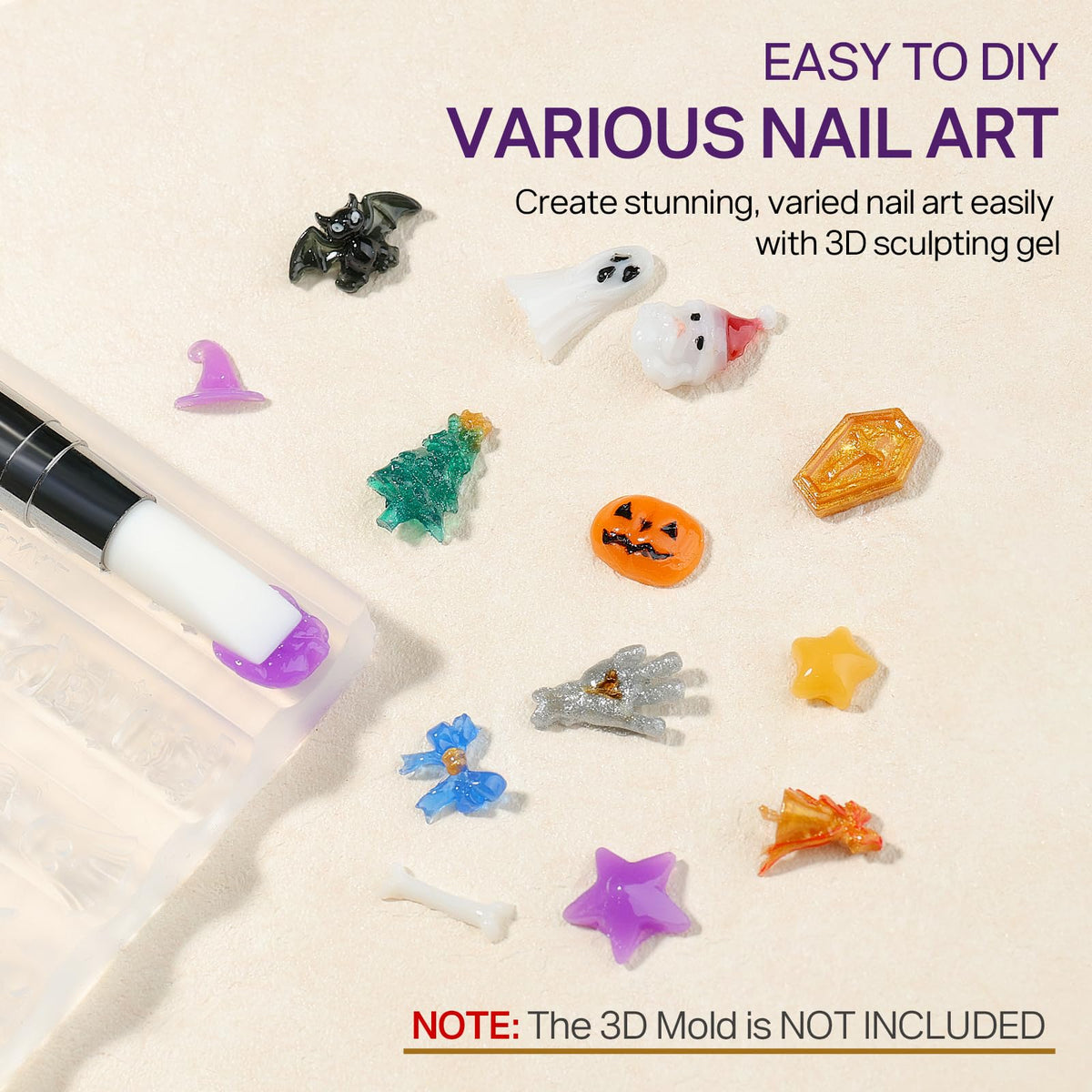 MIZHSE 3D Nail Scupting Gel for Nail Art, 6PCS Neon Colors Non-sticky
