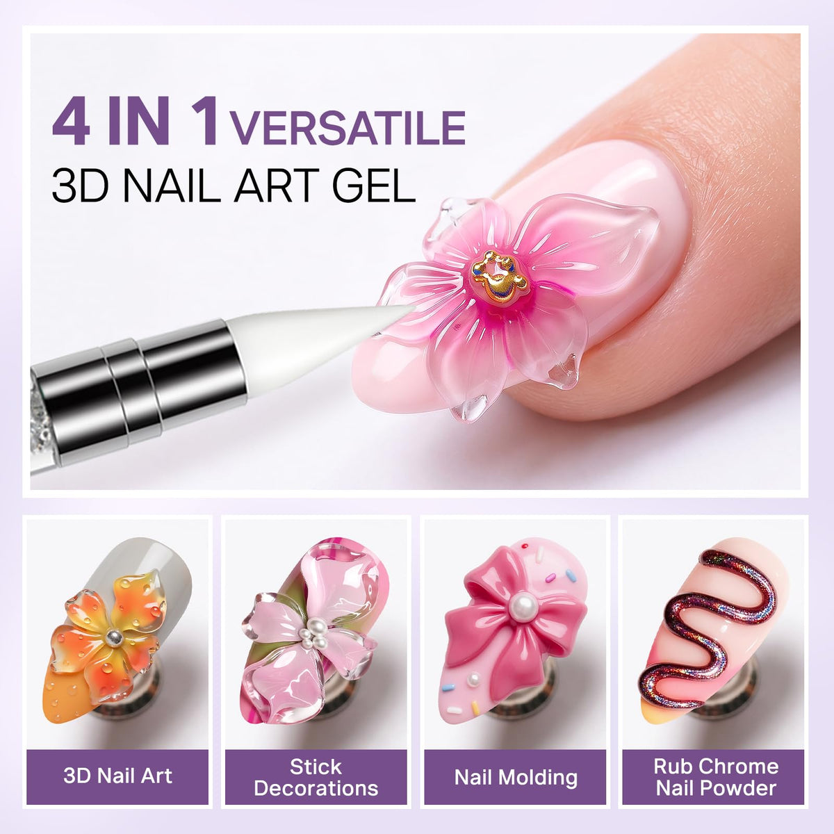 MIZHSE 3D Nail Scupting Gel for Nail Art, 6PCS Neon Colors Non-sticky