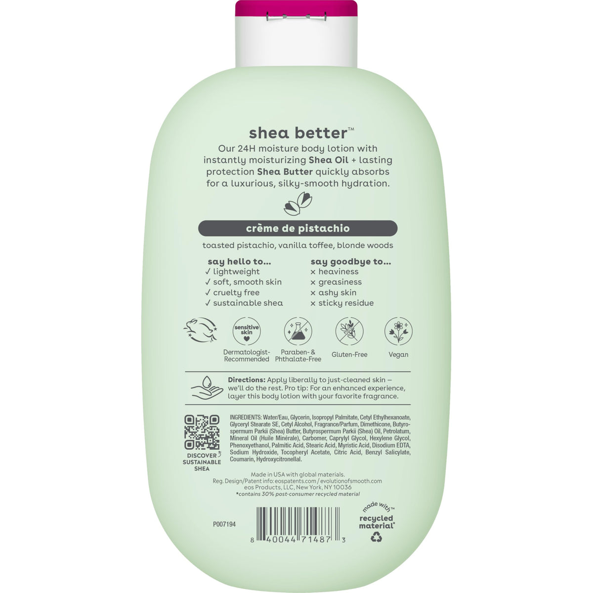 eos Natural Shea Better Body Lotion, Fresh & Cozy, 16 fl oz