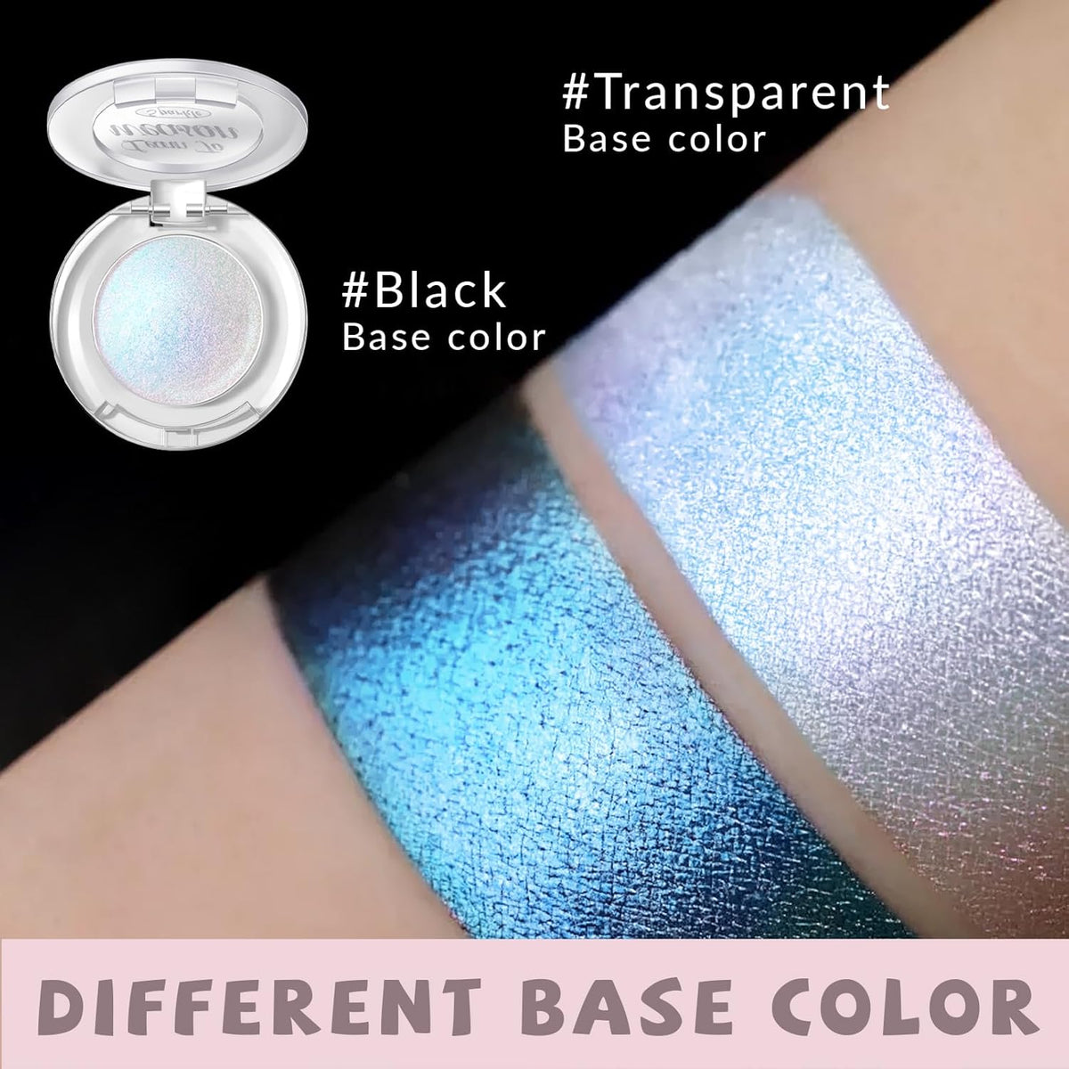 HOSAILY Holographic Duochrome Blue Glitter Eyeshadow, Color Shift Metallic Shimmer Eyeshadow Palette, Chameleon Sparkle Inner Corner Eye Highlighter, Iridescent Eye Shadow Palette Fairy Makeup#04