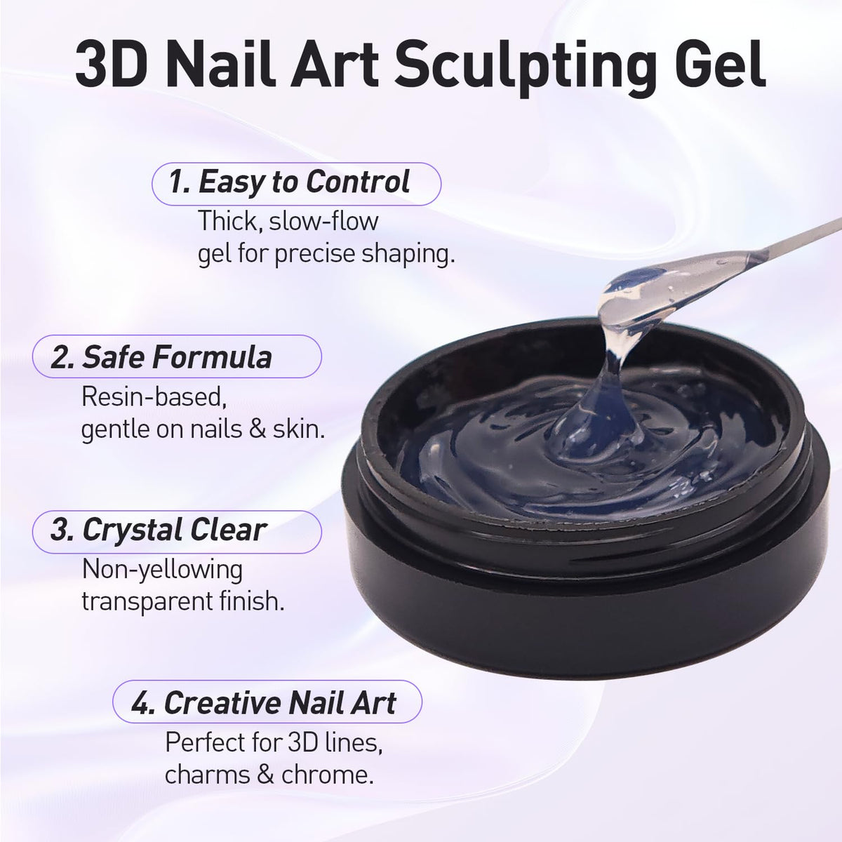 3D Sculpting Gel Kit – 2×20g Nail Art Gels with Dual Pens, Gold & Silver Chrome Powders, Brushes & Rhinestone Tray for DIY Nail Design at Home or Salon