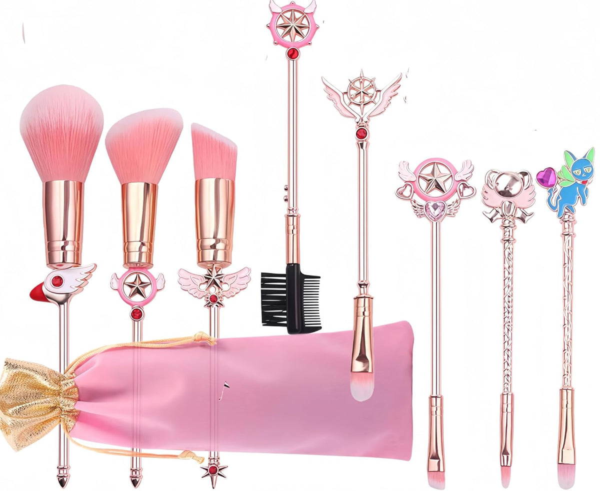 Kids Makeup Brush Set - 8pc Sailor Moon Anime Design with Metal Handle for Girls