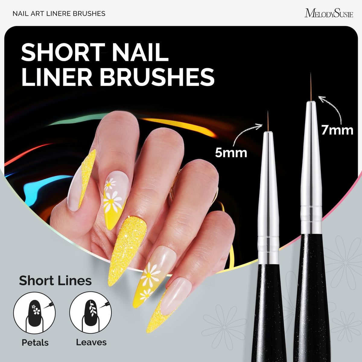 MelodySusie Nail Art Brushes Set, 6pcs Nail Art Design Pen Painting Tools