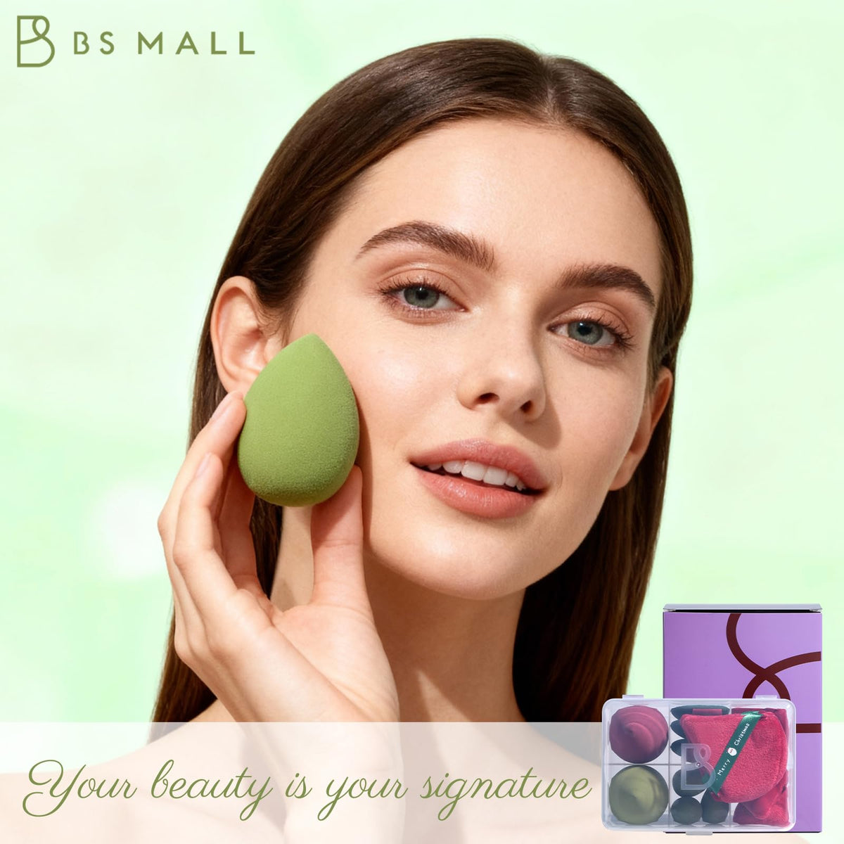 Makeup Sponge Set BS-MALL Triangle Puff 14PCS Non-Latex Beauty Blender Sponges with Travel Case, Soft Makeup Puff for Foundation, Concealer, Cream & Powder, Face & Eye Blending for Sensitive Skin