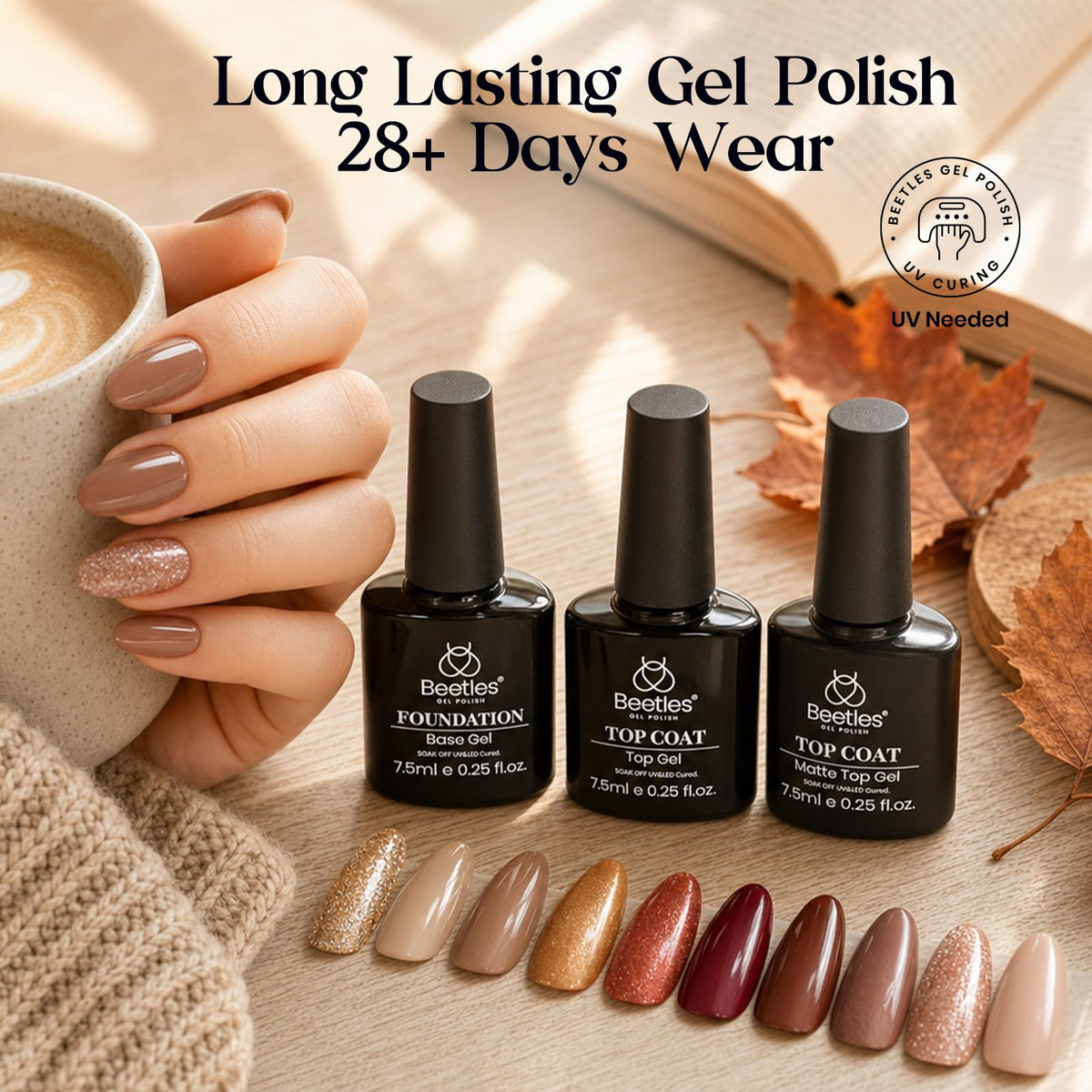 Beetles Fall Gel Polish Set, Fingertip Palette Collection, 32 Colors