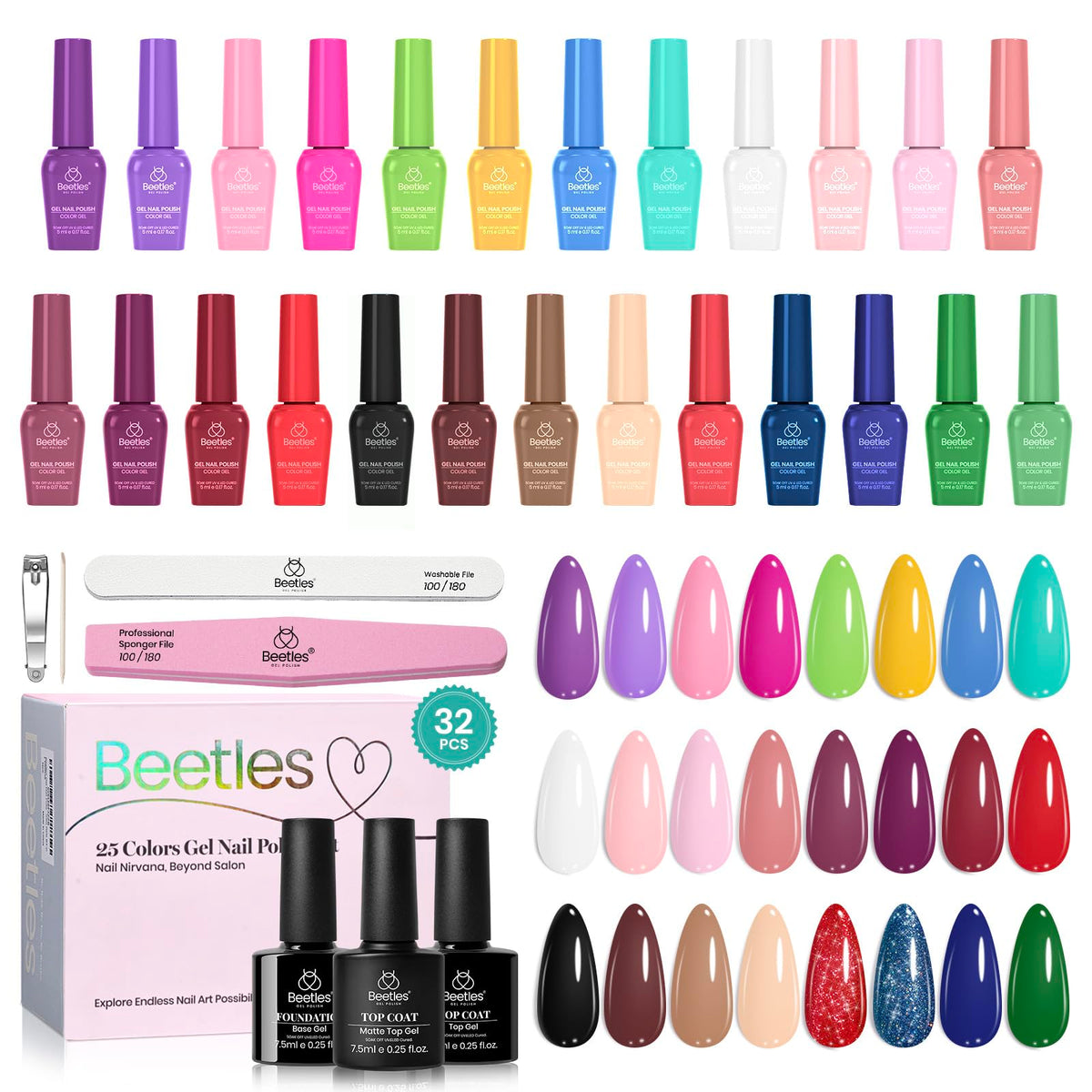 Beetles Cat Eye Gel Nail Polish Set, 36 Colors Magnetic Fall Gel Polish Kit