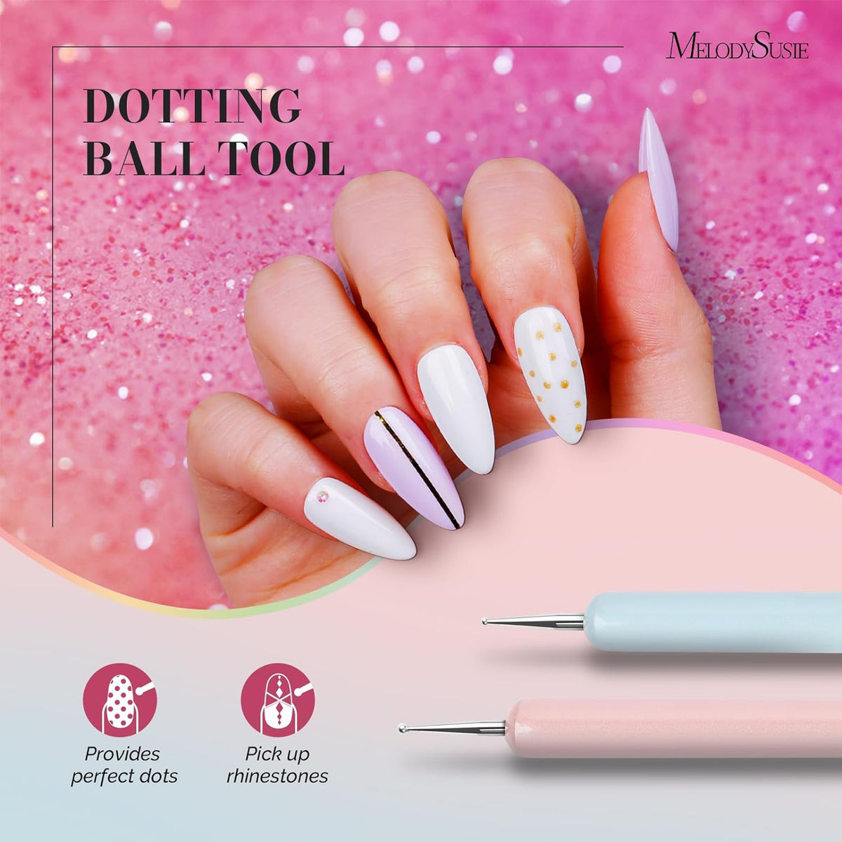 MelodySusie Nail Art Brushes Set, 6pcs Nail Art Design Pen Painting Tools