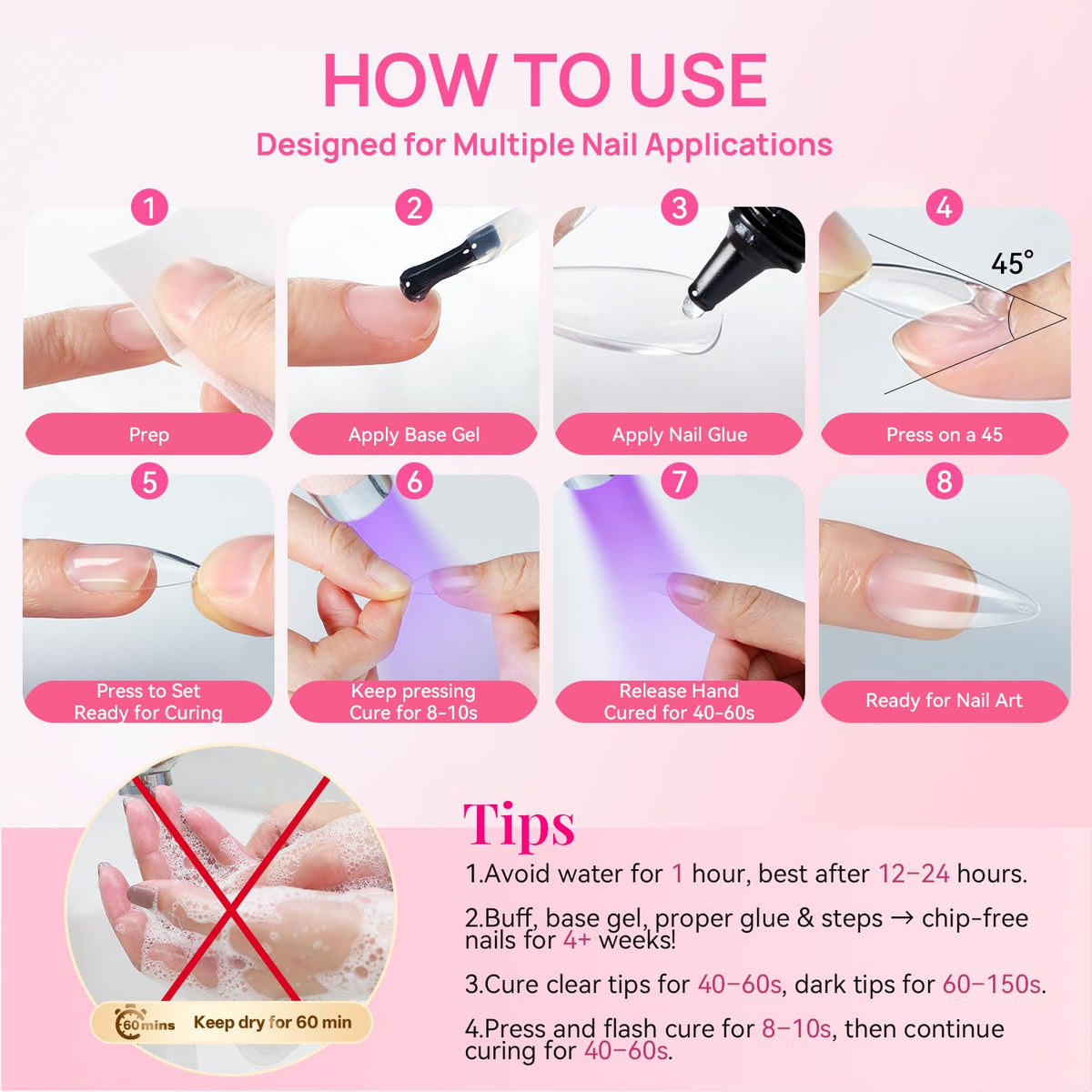krofaue Extra Long Stiletto Nail Tips - False Clear Nais