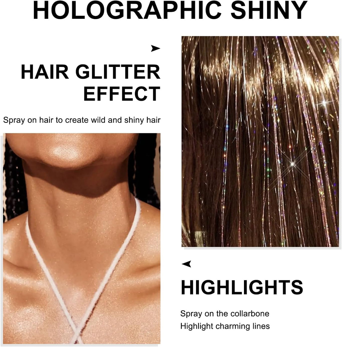 Scarman Hair and Body Glitter Spray, 1PC Glint-Rainbow Hairspray Powder