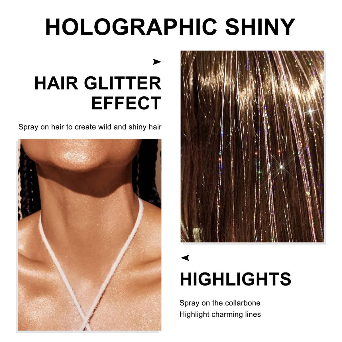 Scarman Hair and Body Glitter Spray, 1PC Glint-Rainbow Hairspray Powder