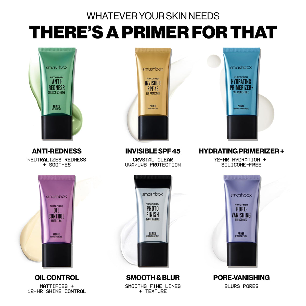 Smashbox Photo Finish Primers | Face Primers for Makeup, Smooths Skin & Extends Makeup Wear | Hydrating, Pore-Minimizing & Mattifying Formulas