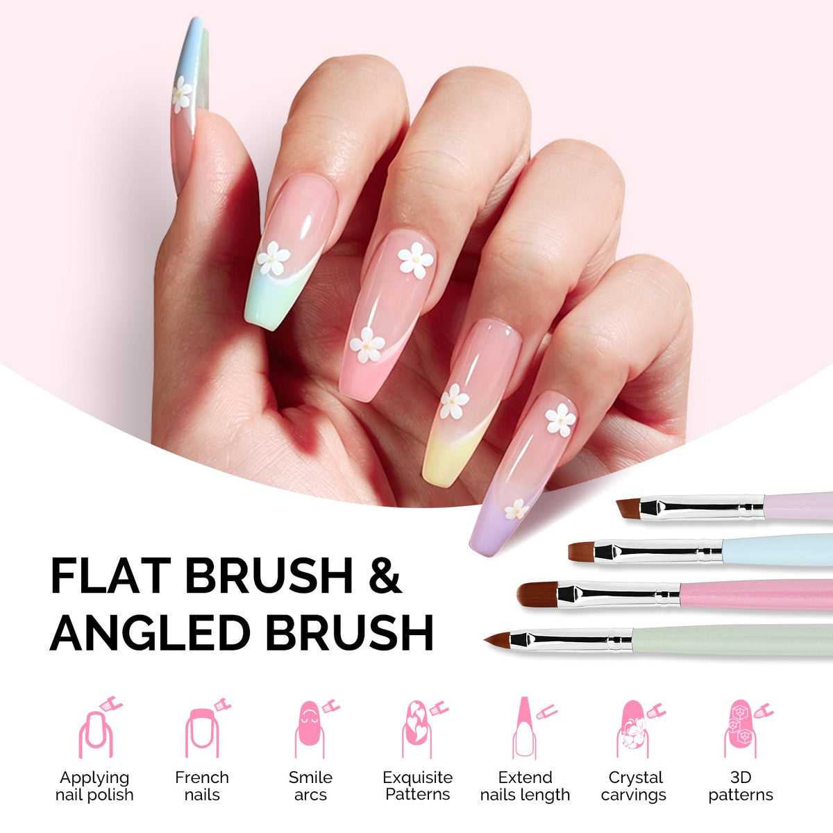 MelodySusie Nail Art Brushes Set, 6pcs Nail Art Design Pen Painting Tools