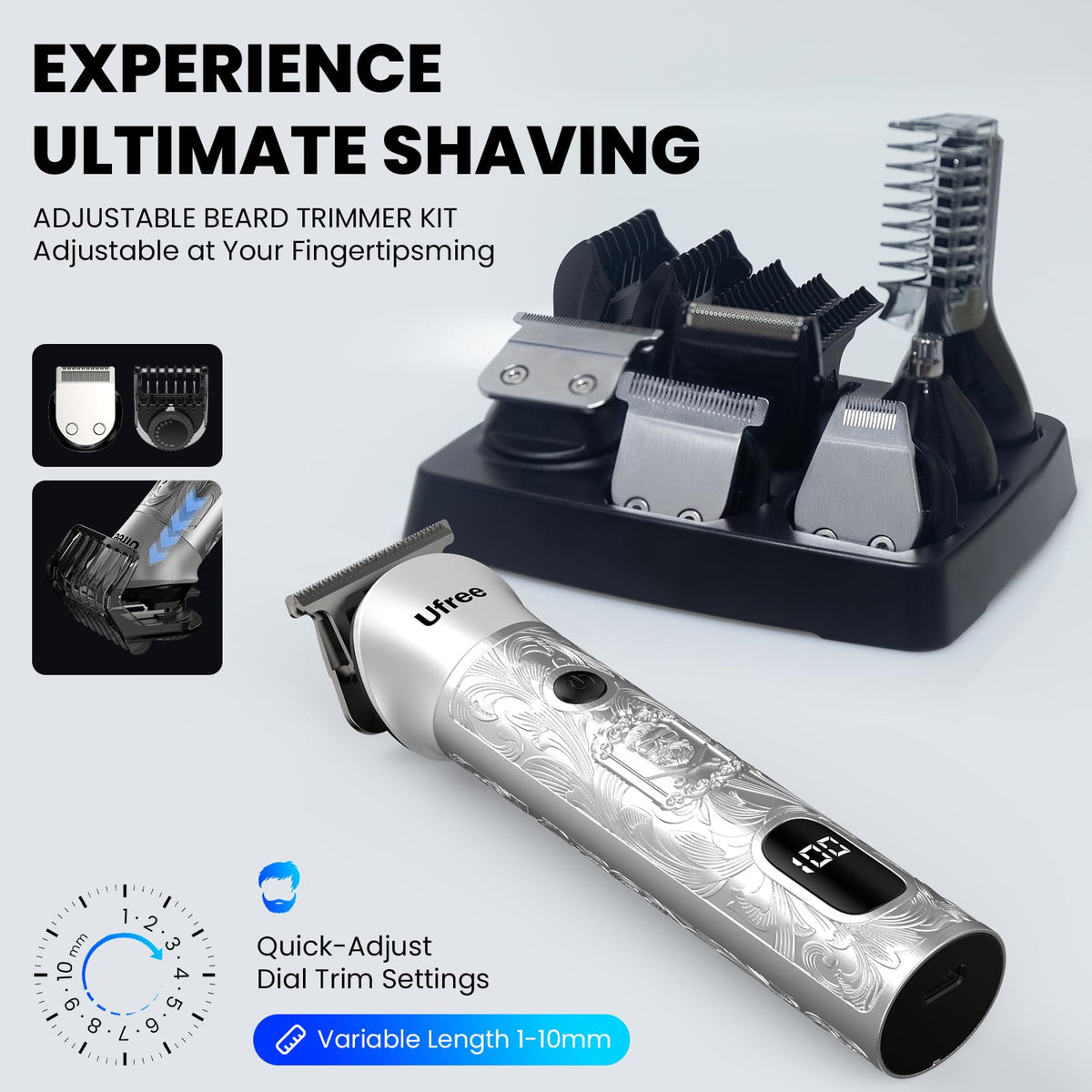Ufree Professional Beard Trimmer for Men, Electric Shaver Razor, Men Gift