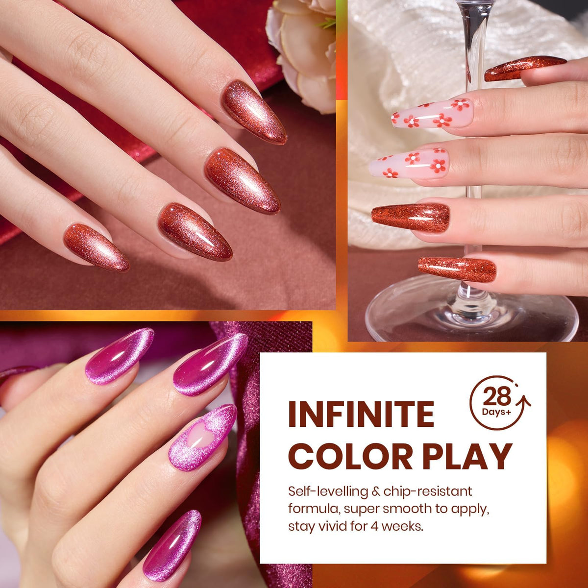 Beetles Fall Gel Nail Polish Set, 20 Colors Orange Yellow Brown