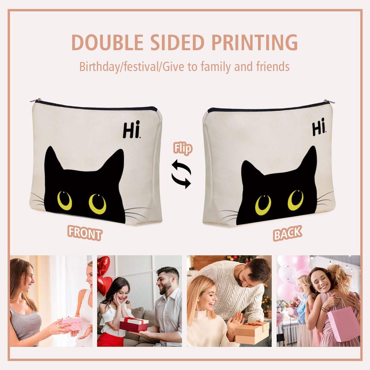 Bohemian Cat Mom Makeup Bag For Women & Teen Girl Cat Lover Gifts. Cute Boho Cats Themed Cosmetic & Toiletry Organizer Pouch For Daughters, Sisters, Friends.Ideal Gift For Travel, Christmas.
