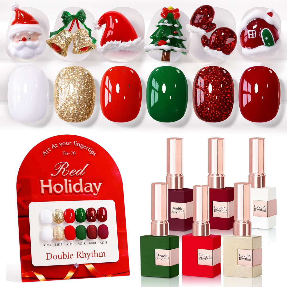 Double Rhythm 6 Pcs 15 ML Gel Polish Set Same Color Same Bottle Soak Off Gel Polish Kit Nail Art Manicure Salon DIY at Home for Women (Dark Light Brown Orange Maroon-T6-6)