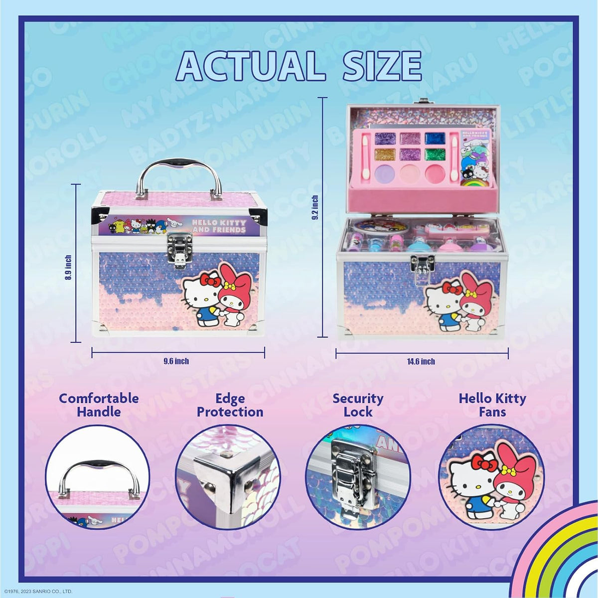Hello Kitty Train Case Beauty Set with Washable Makeup, Ages 3+
