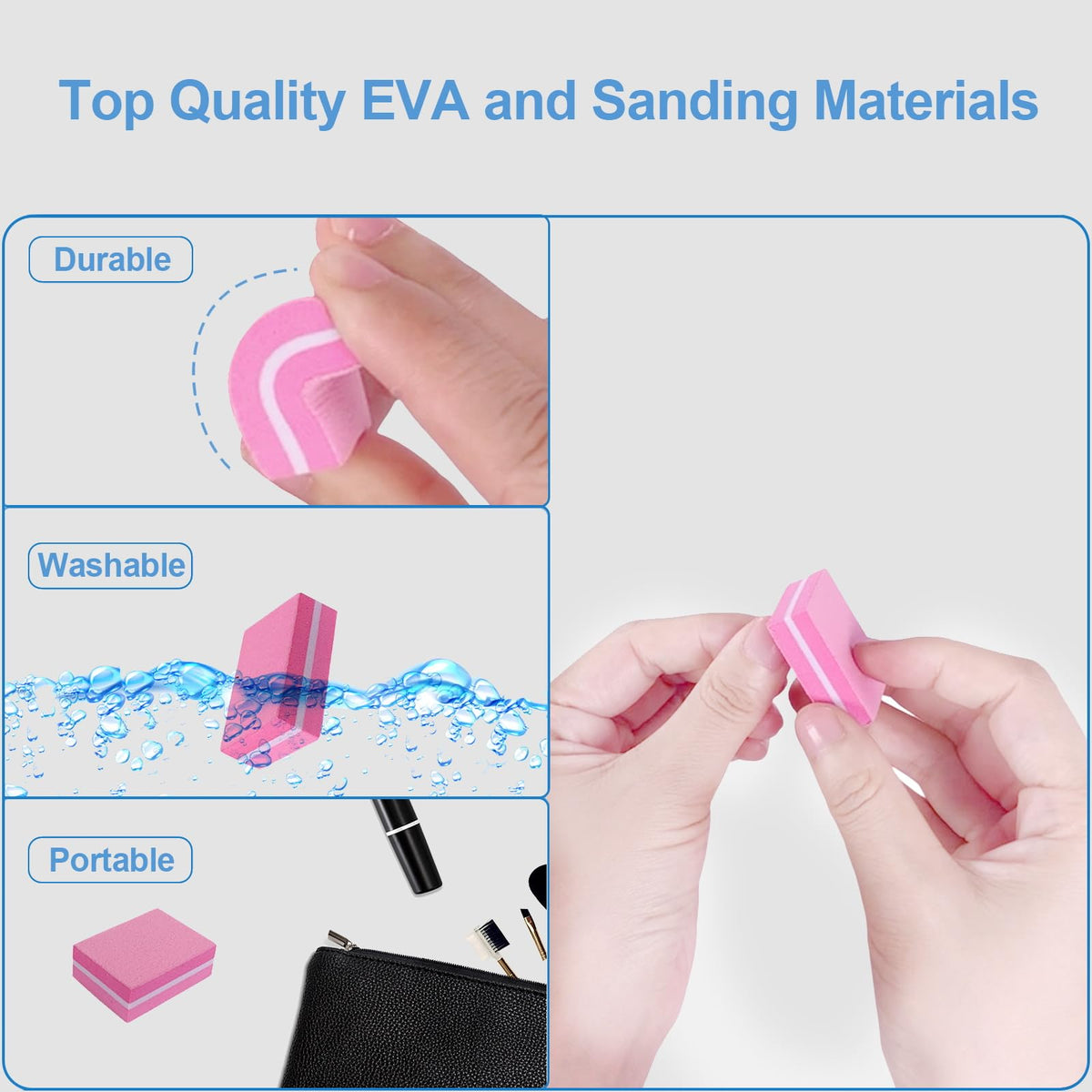 Nail Buffers (50 Pack), Mini Buffer Block Nail File for Acrylic Nails and Natural Nails, 100/180 Grit Nail Buffer Block Bulk Buffing Blocks for Nail Buff Professional Manicure File Blocks Set Pink
