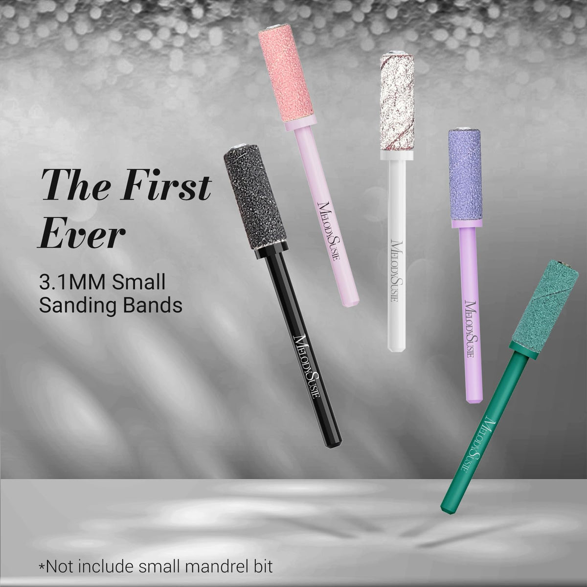 MelodySusie 120 Pcs Nail Drill Bits Small Sanding Bands for 3.1mm Mandrel Bit, 180 Fine Grit Nail File for Acrylic Nails Gel Manicures and Pedicure, Pink (Only Sanding Bands)