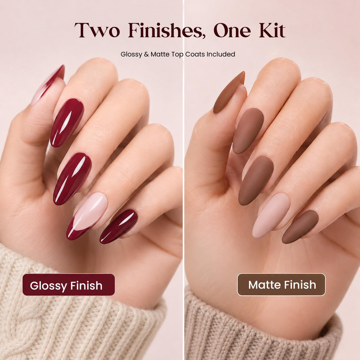 Beetles Fall Gel Nail Polish Set, 23Pcs Brown Burgundy Red Nude Pink