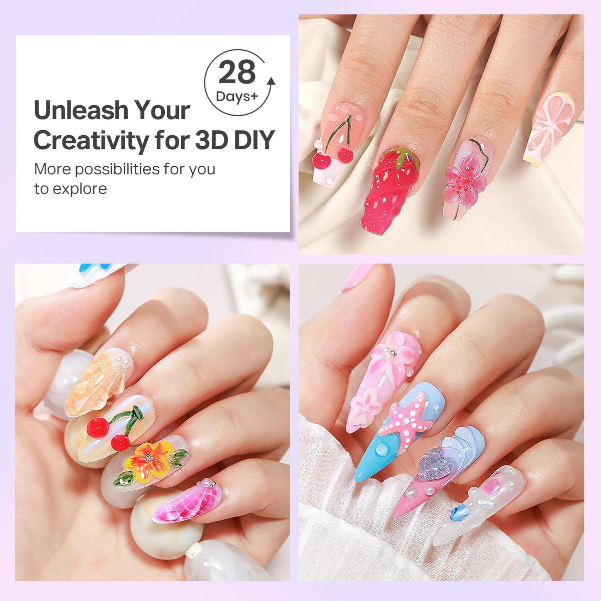 MIZHSE 3D Nail Scupting Gel for Nail Art, 6PCS Neon Colors Non-sticky