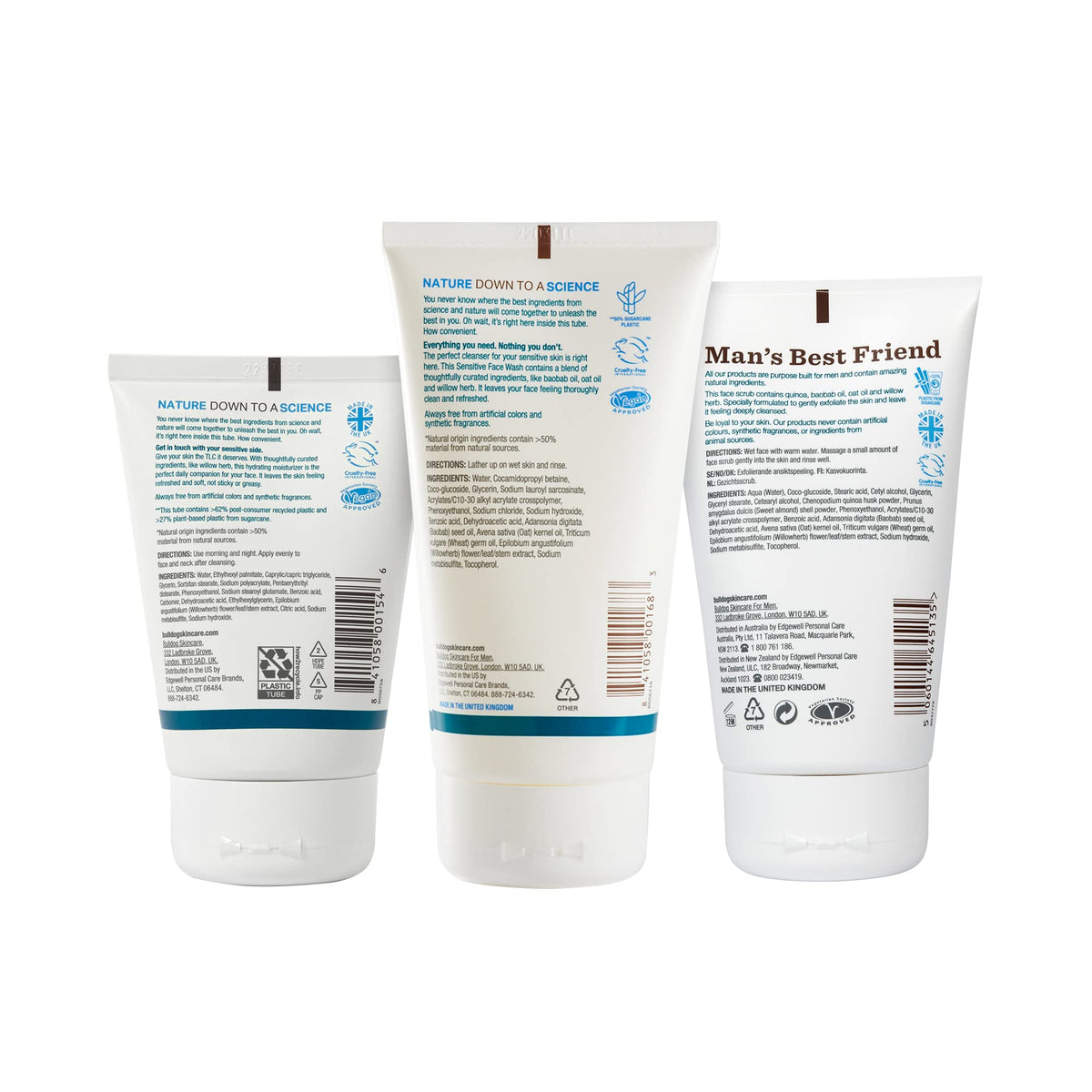 BULLDOG Mens Skincare and Grooming Original Full Face Kit with Moisturizer, Face Wash & Face Scrub