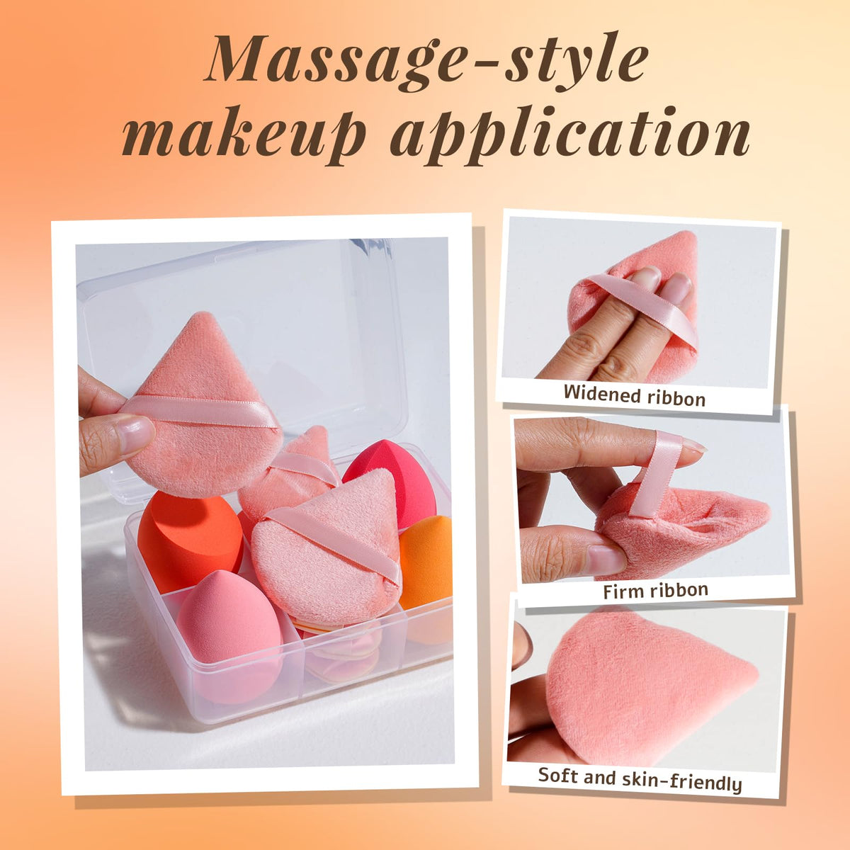 Makeup Sponge Set BS-MALL Triangle Puff 14PCS Non-Latex Beauty Blender Sponges with Travel Case, Soft Makeup Puff for Foundation, Concealer, Cream & Powder, Face & Eye Blending for Sensitive Skin