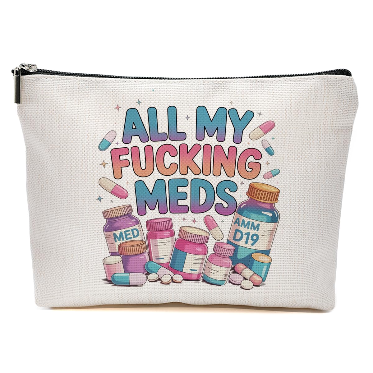 JIUWEIHU Goth Cat Makeup Bag, Funny Cat Cosmetic Bags Travel Organizer Bag