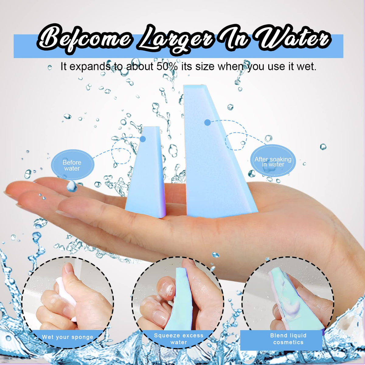 Teenitor 48 Pieces Makeup Sponges For Foundation, Latex Free Small Wedge Shaped Sponge Applicator For Liquid Cream Foundation Festival Makeup
