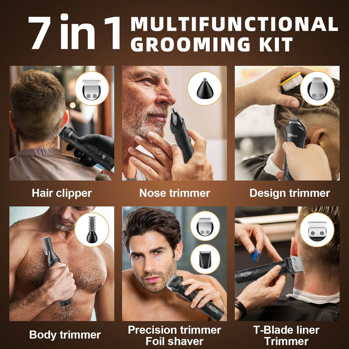 Ufree Professional Beard Trimmer for Men, Electric Shaver Razor, Men Gift