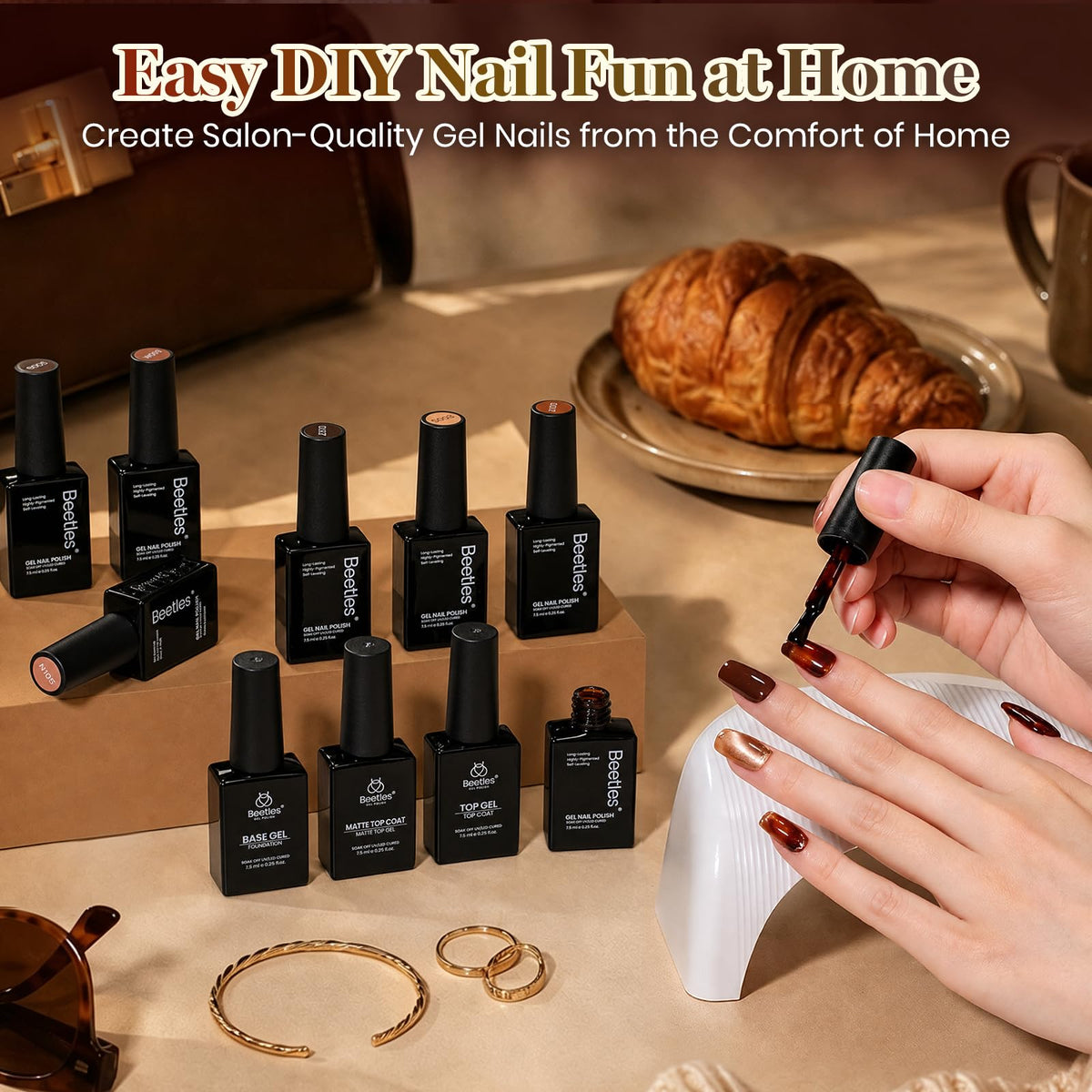 Beetles Fall Gel Nail Polish Set, 20 Colors Orange Yellow Brown