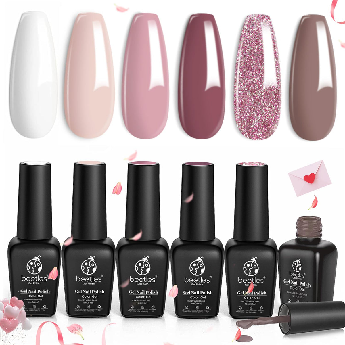 beetles Gel Polish Whispers of Love Jelly Gel Nail Polish Set, 6 Colors