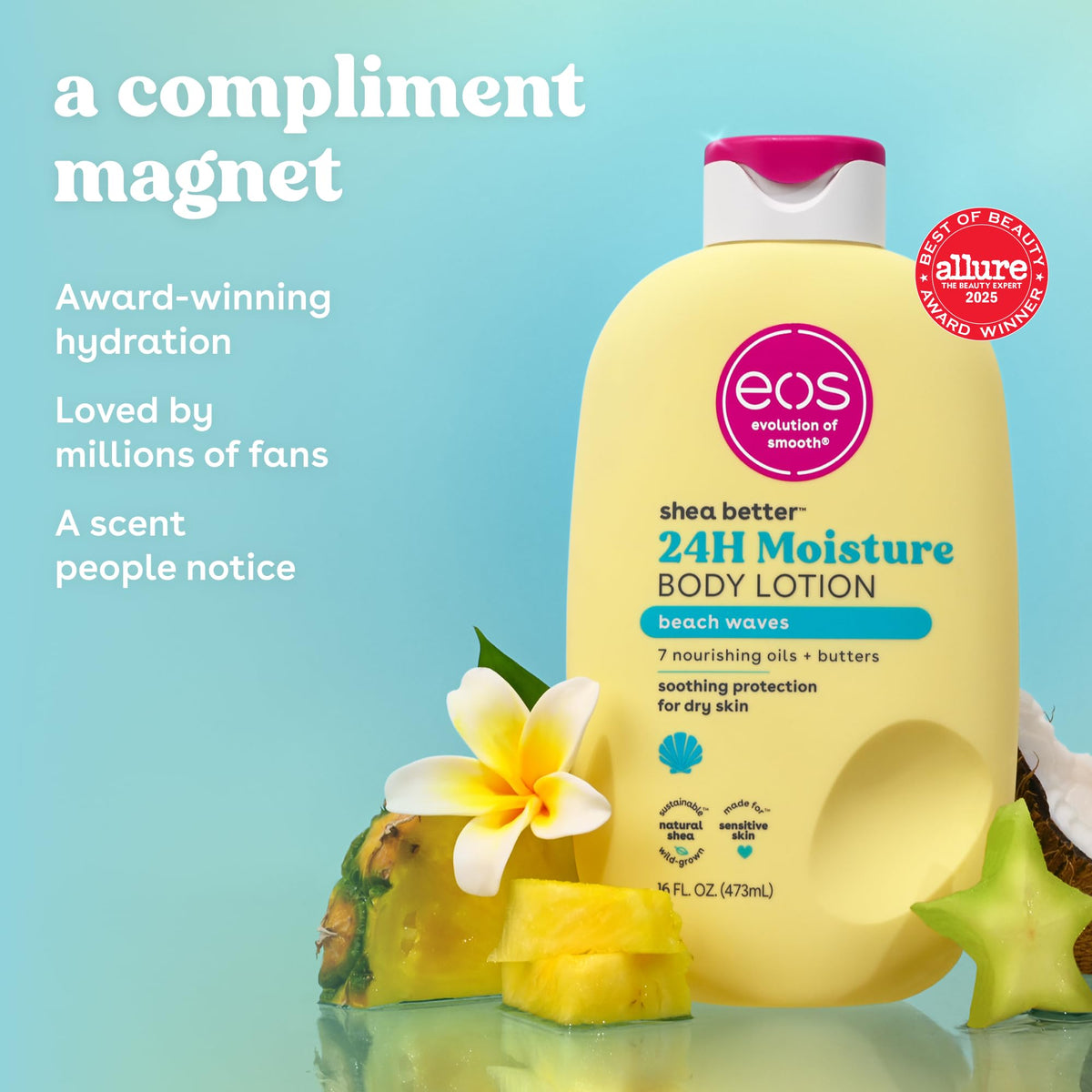 eos Natural Shea Better Body Lotion, Fresh & Cozy, 16 fl oz