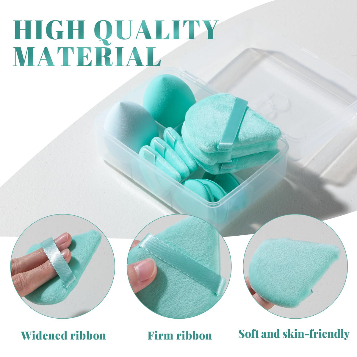 Makeup Sponge Set BS-MALL Triangle Puff 14PCS Non-Latex Beauty Blender Sponges with Travel Case, Soft Makeup Puff for Foundation, Concealer, Cream & Powder, Face & Eye Blending for Sensitive Skin