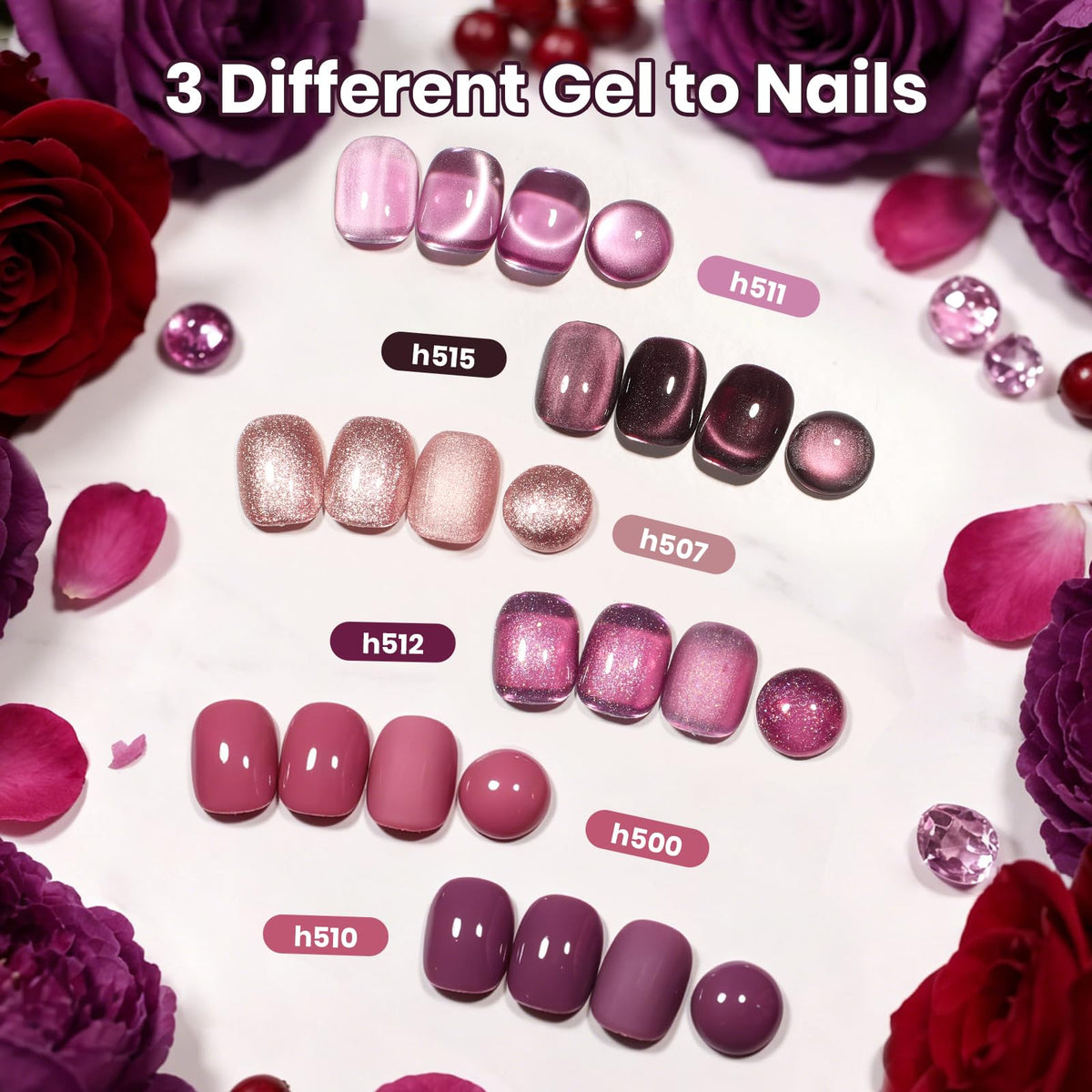 Beetles Fall Gel Nail Polish Set, 23Pcs Brown Burgundy Red Nude Pink
