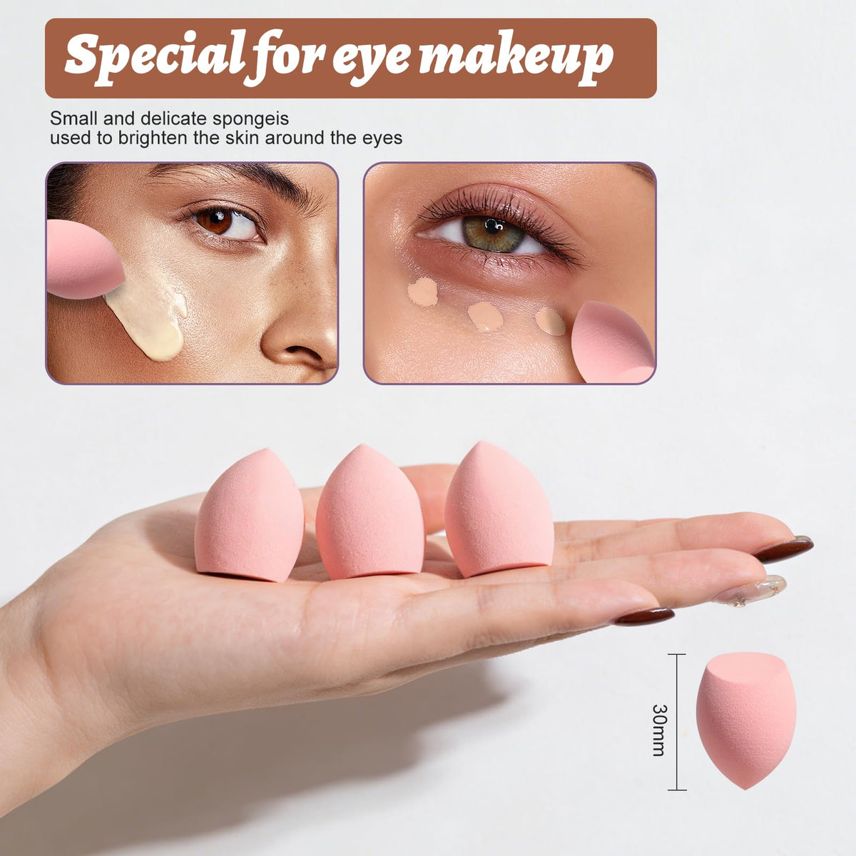 Makeup Sponge Set BS-MALL Triangle Puff 14PCS Non-Latex Beauty Blender Sponges with Travel Case, Soft Makeup Puff for Foundation, Concealer, Cream & Powder, Face & Eye Blending for Sensitive Skin