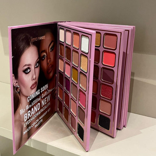 Hero Range 78-Color Professional Makeup Palette Book, Multi-Color Eyeshadow, Highlighter, Blush, Lipstick Set, Portable Travel All-in-One Collection with Glitter, Matte, Pearl Finishes