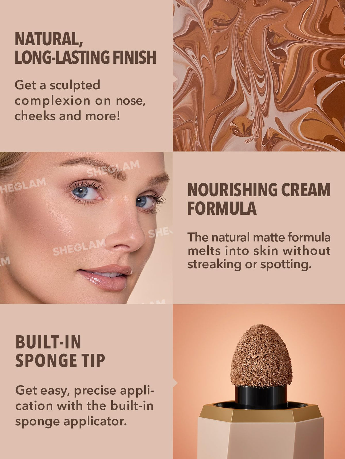 SHEGLAM Sun Sculpt Cool Toned Liquid Contour Stick Long Lasting Cream Bronzer Makeup - 01 Soft Tan