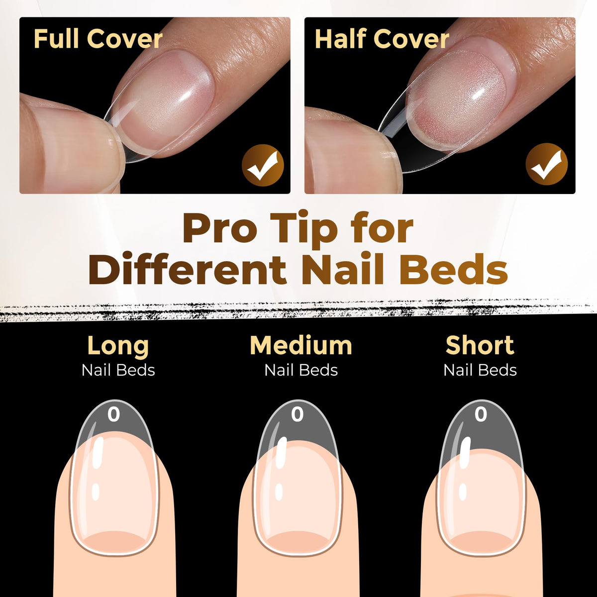 UNA GELLA Almond Gel Nail Tips 504PCS Pre-Etched Clear Fake Nails Tips